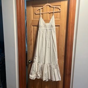 Banana Republic Cream and White Striped Midi Dress